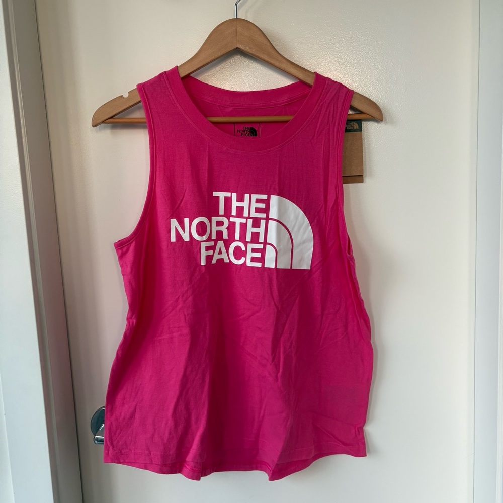 The North Face Pink Muscle Tee with White Logo
